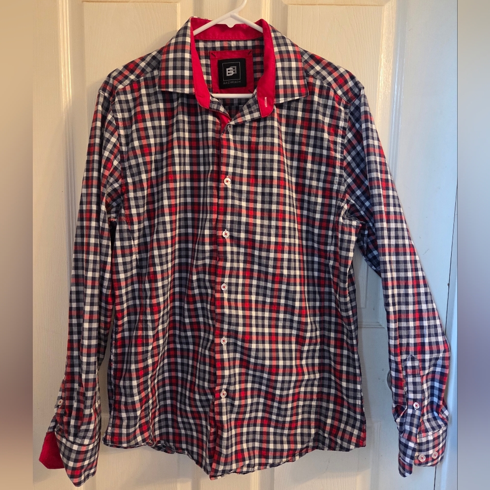 Bachrach 100% Cotton Checkered Button Down